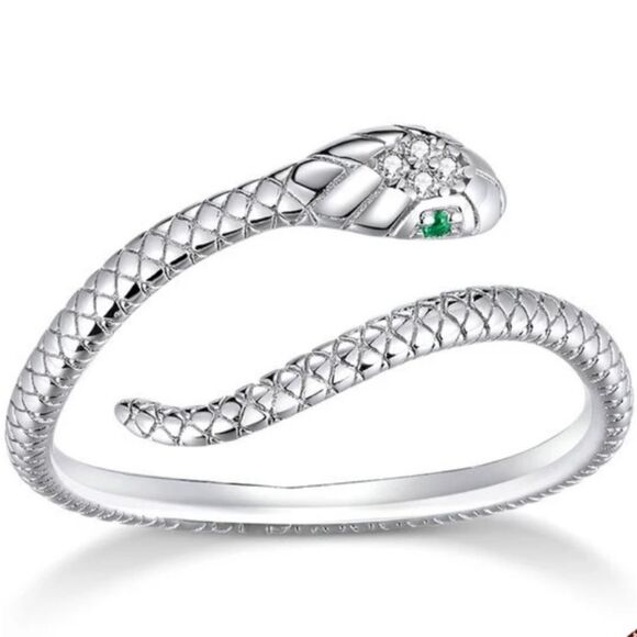 925 Sterling Silver Snake Ring - Picture 1 of 8
